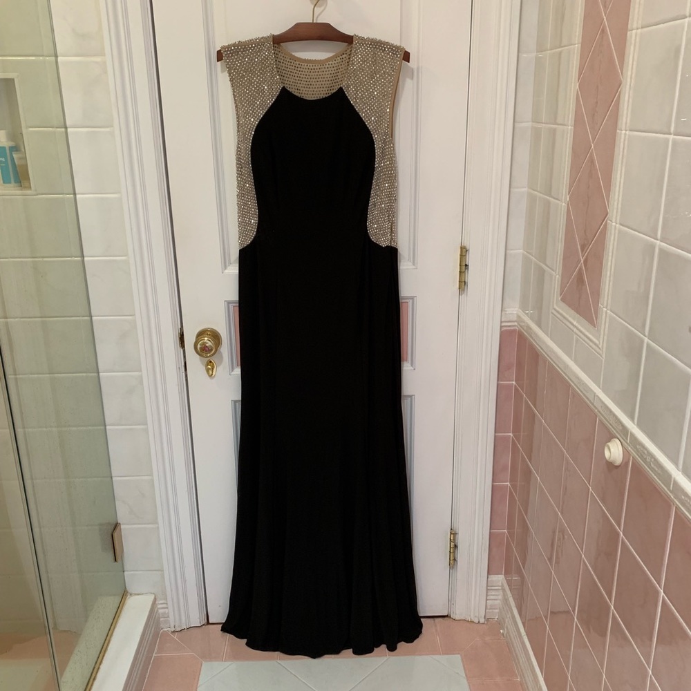 Xscape embellished beaded illusion gown size 14